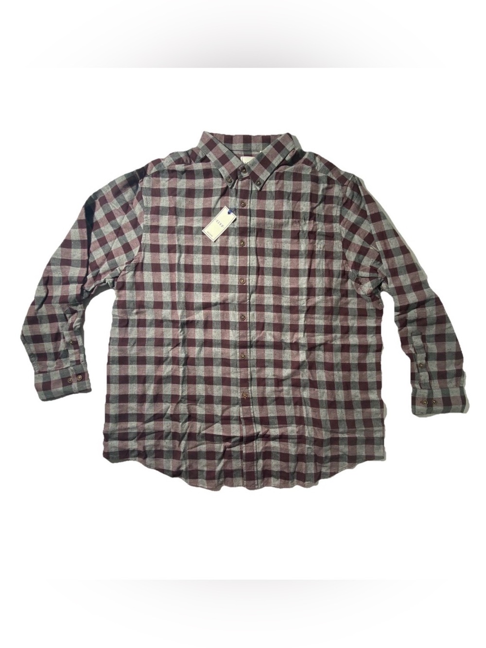NEW Big Mens 2XB ROWM Long Sleeve Button Front Shirt Cotton Wine Checkered $60